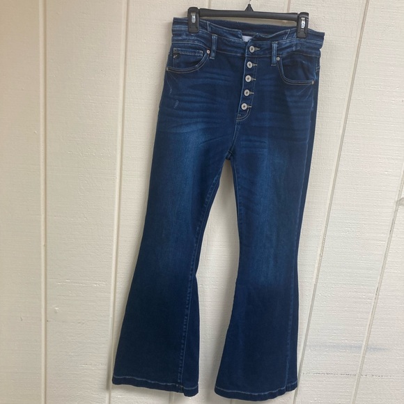 Women's Blue Flared Jeans - Picture 1 of 8